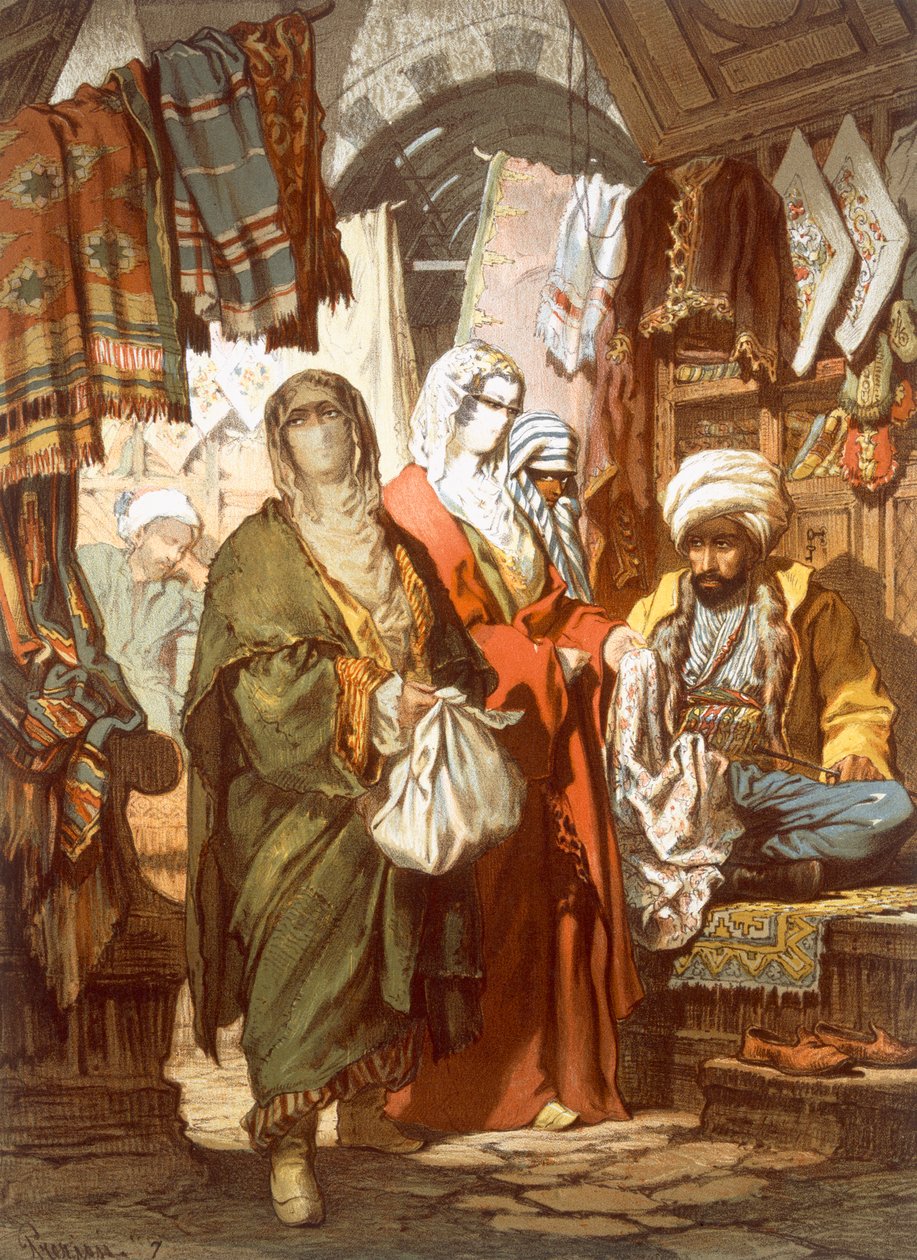 Silkebasaren, 1865 af Amadeo Preziosi