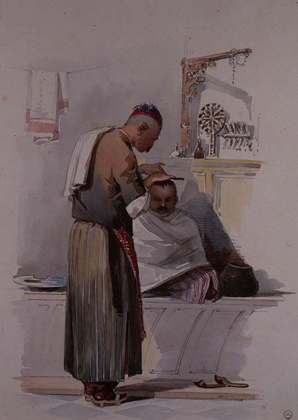En Barber, ca. 1855 af Amadeo Preziosi
