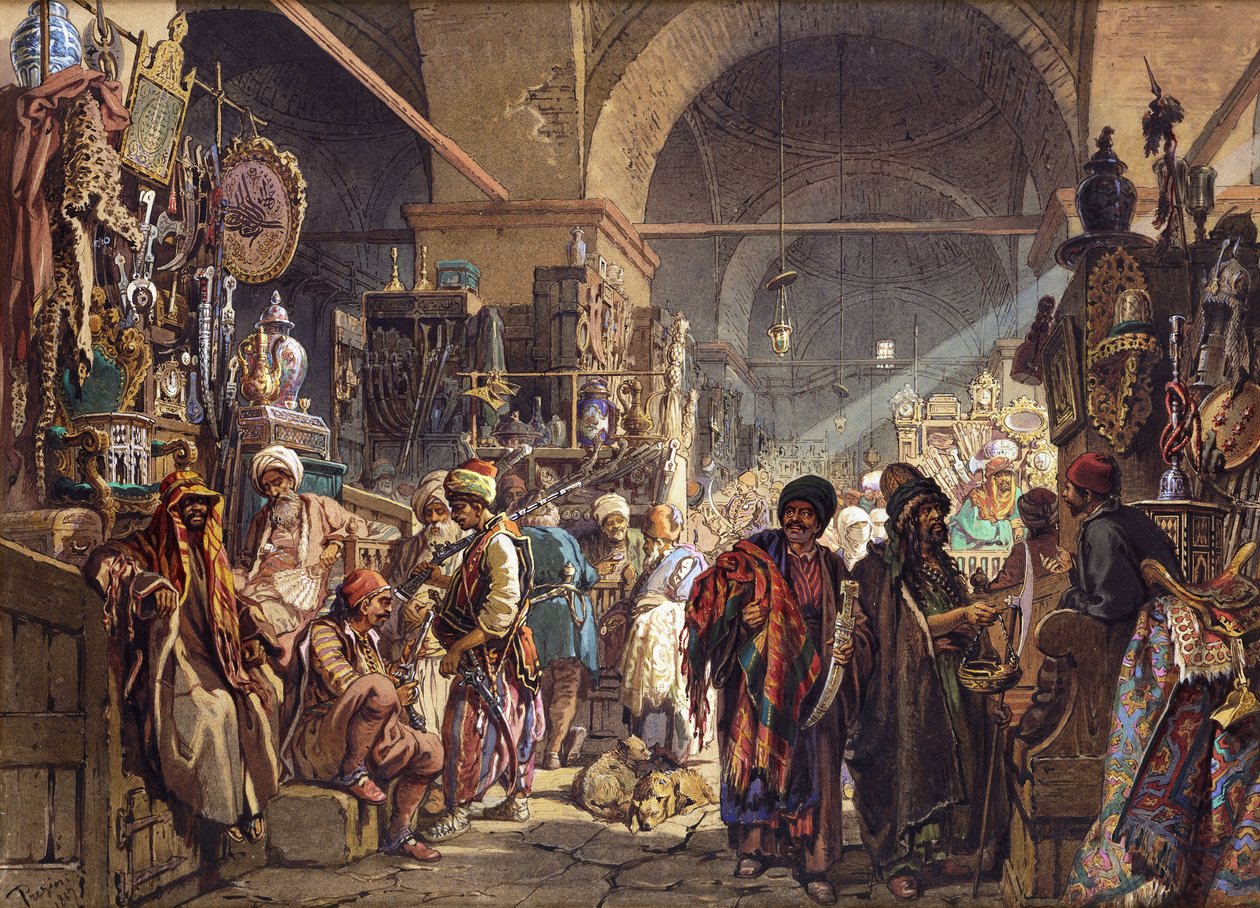 En tyrkisk basar, 1867 af Amadeo Preziosi