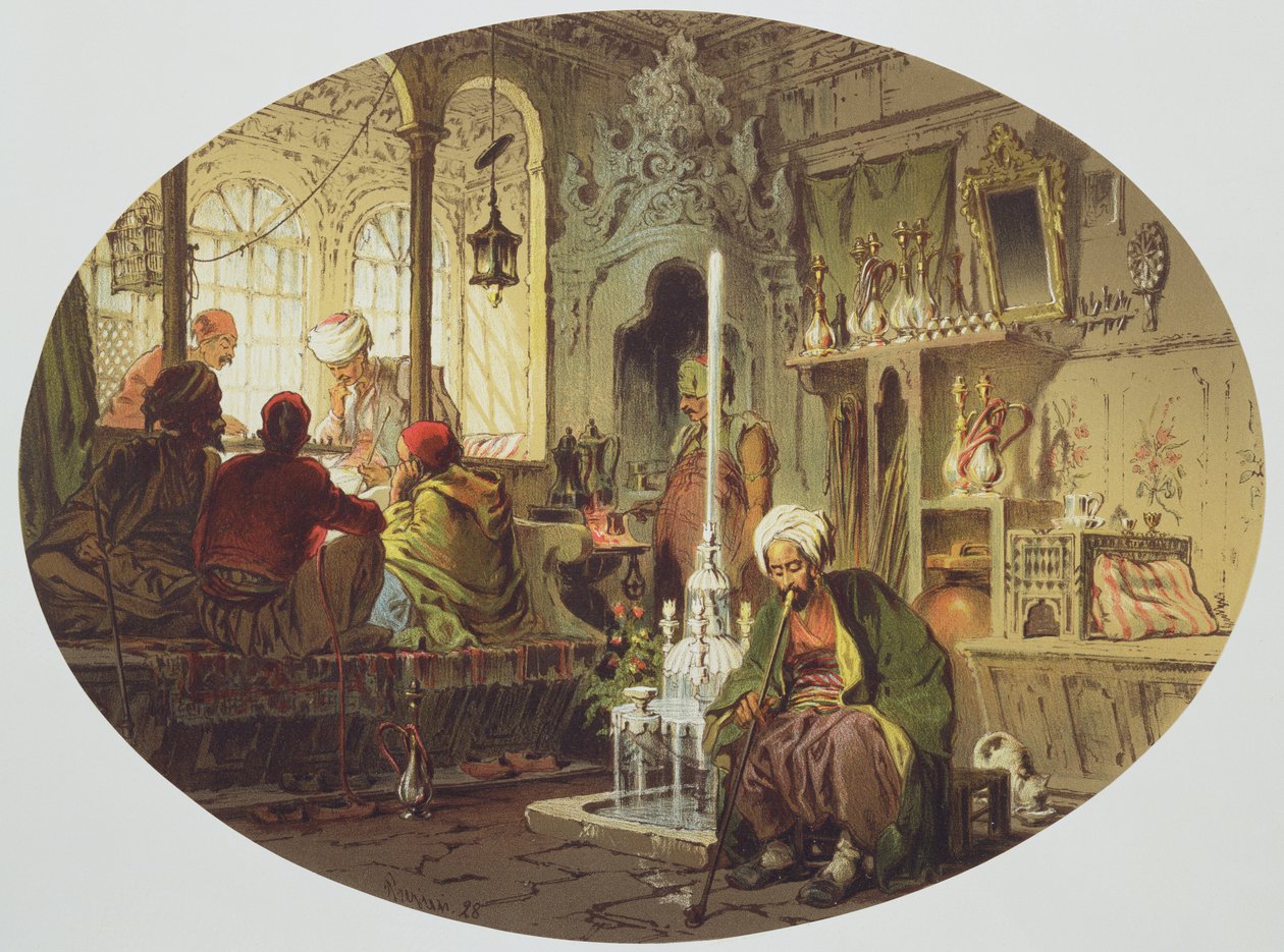 Osmannisk kaffehus, 1862 af Amadeo Preziosi