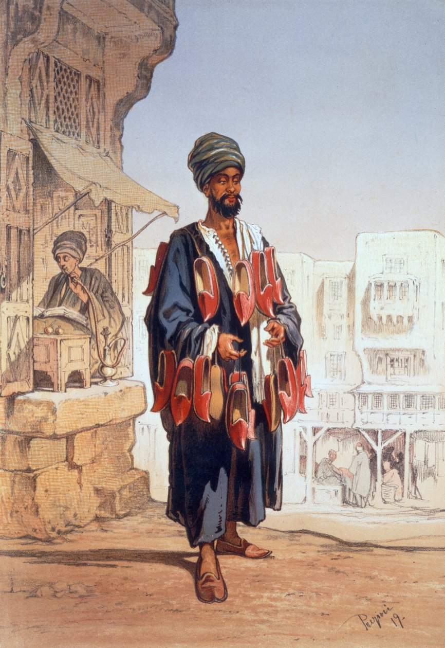 Sælgeren af hjemmesko, 1862 af Amadeo Preziosi