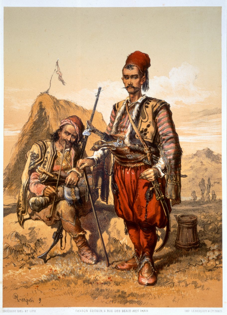 Tyrkiske fodsoldater i den osmanniske hær, 1857 af Amadeo Preziosi