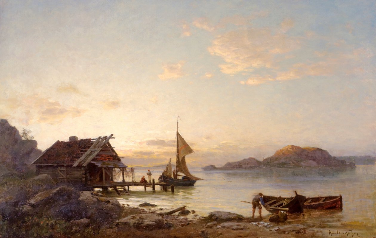 Aften ved kysten af Amaldus Nielsen