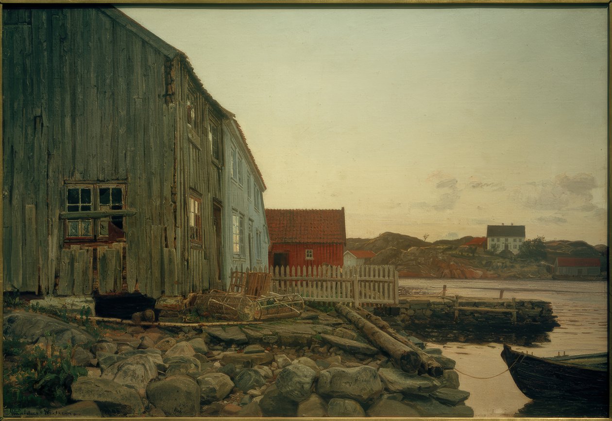 En fiskerhytte, Gamle Hellesund af Amaldus Nielsen