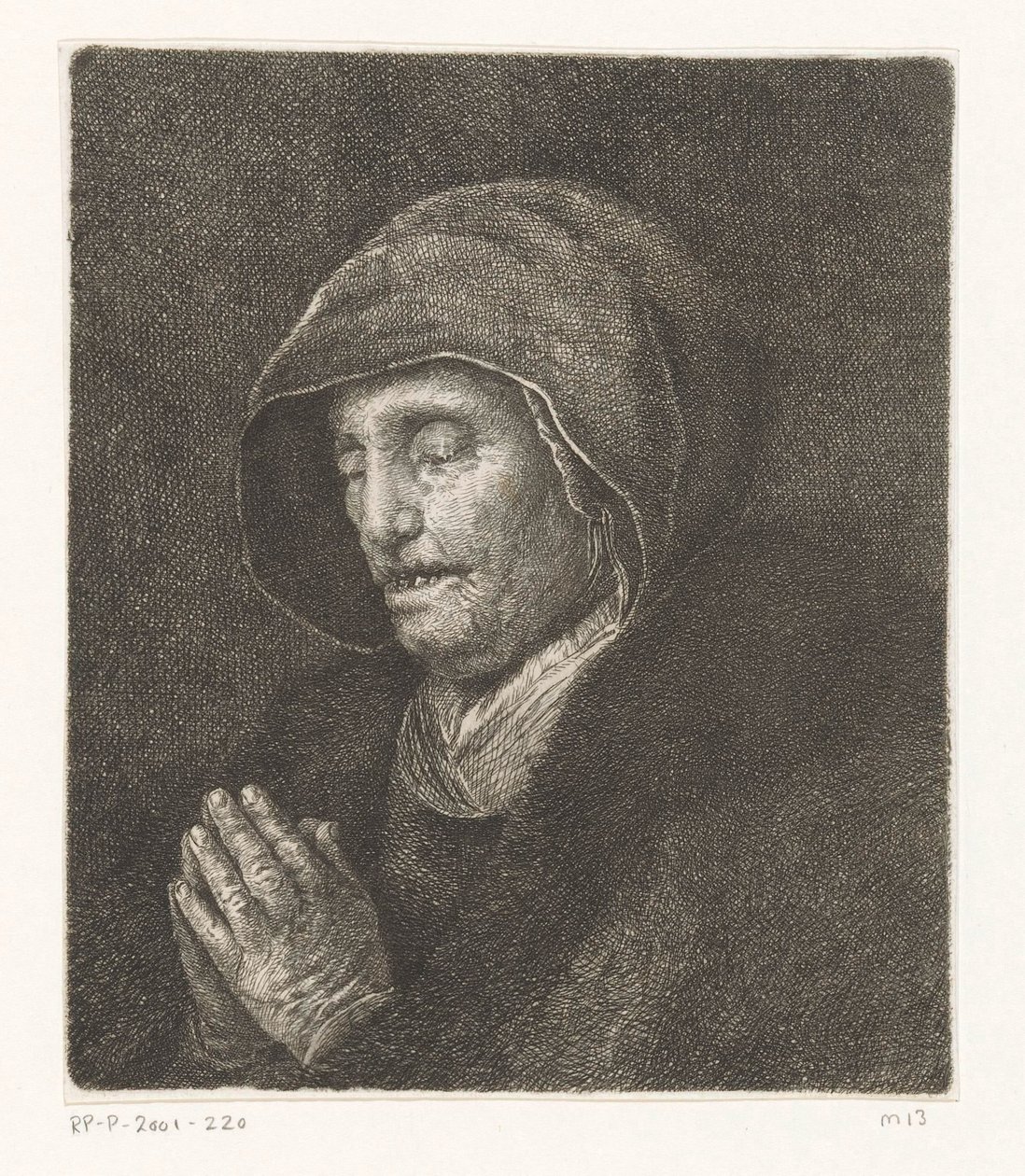 Gammel kvinde beder (Rembrandts mor) af Amalie Baader