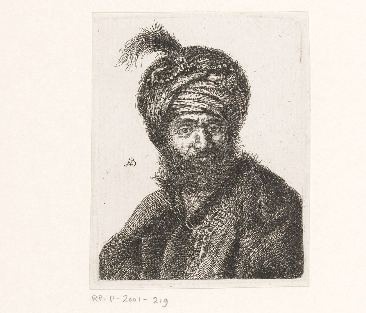 Buste af en mand iført turban af Amalie Baader