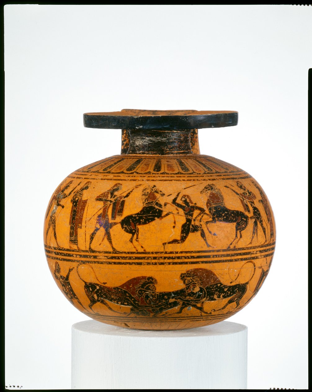 Terrakotta aryballos (olieflaske), ca. 550 f.Kr. (terracotta) af Amasis Painter