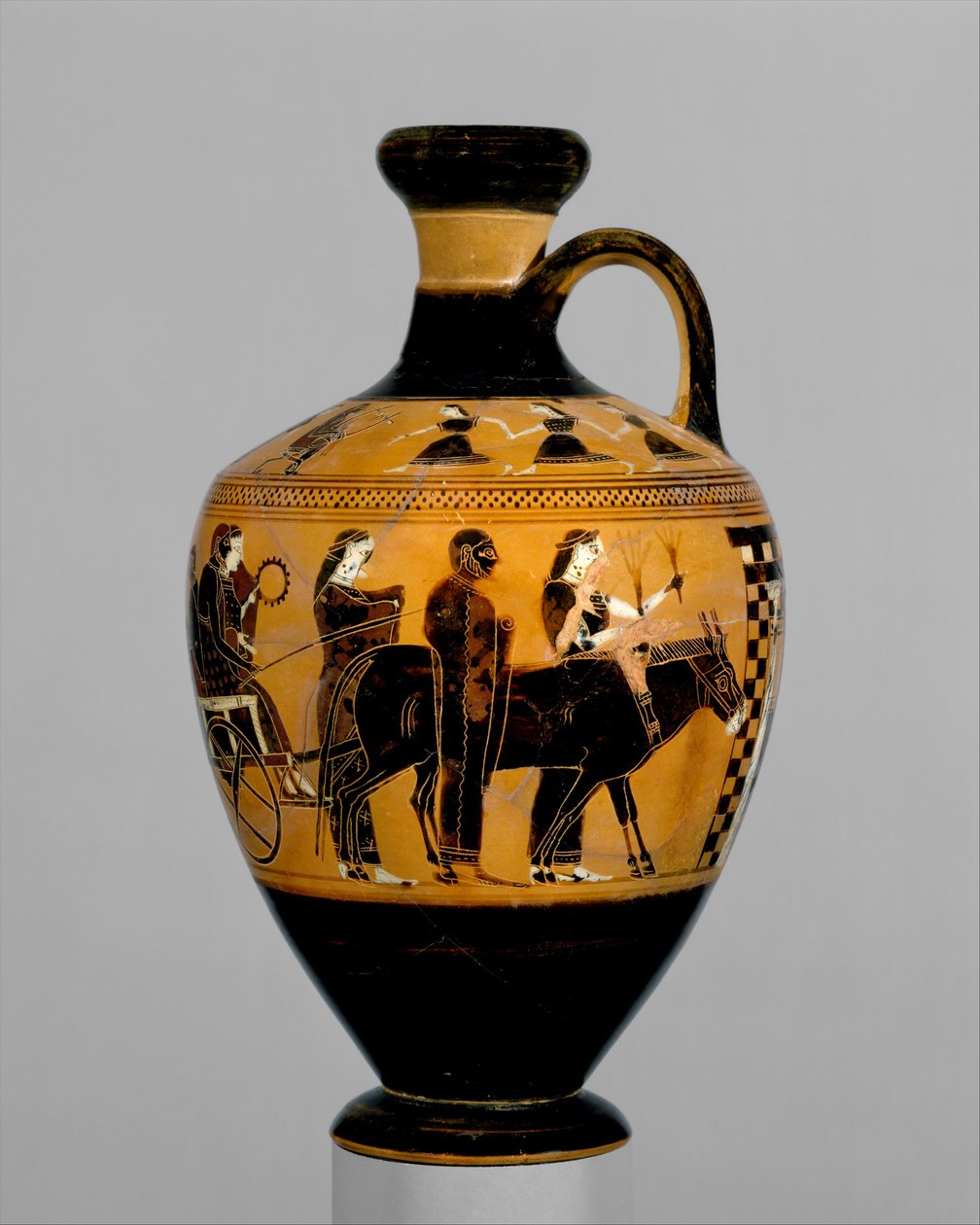 Terracotta lekythos, ca. 550-530 f.Kr. (terracotta) af Amasis Painter