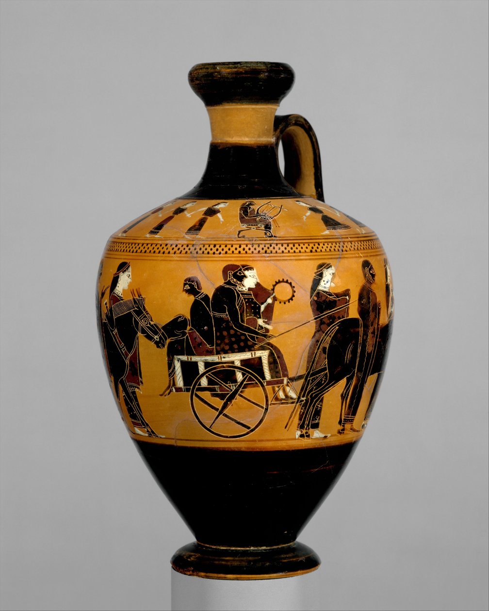 Terracotta lekythos, ca. 550-530 f.Kr. (terracotta) af Amasis Painter