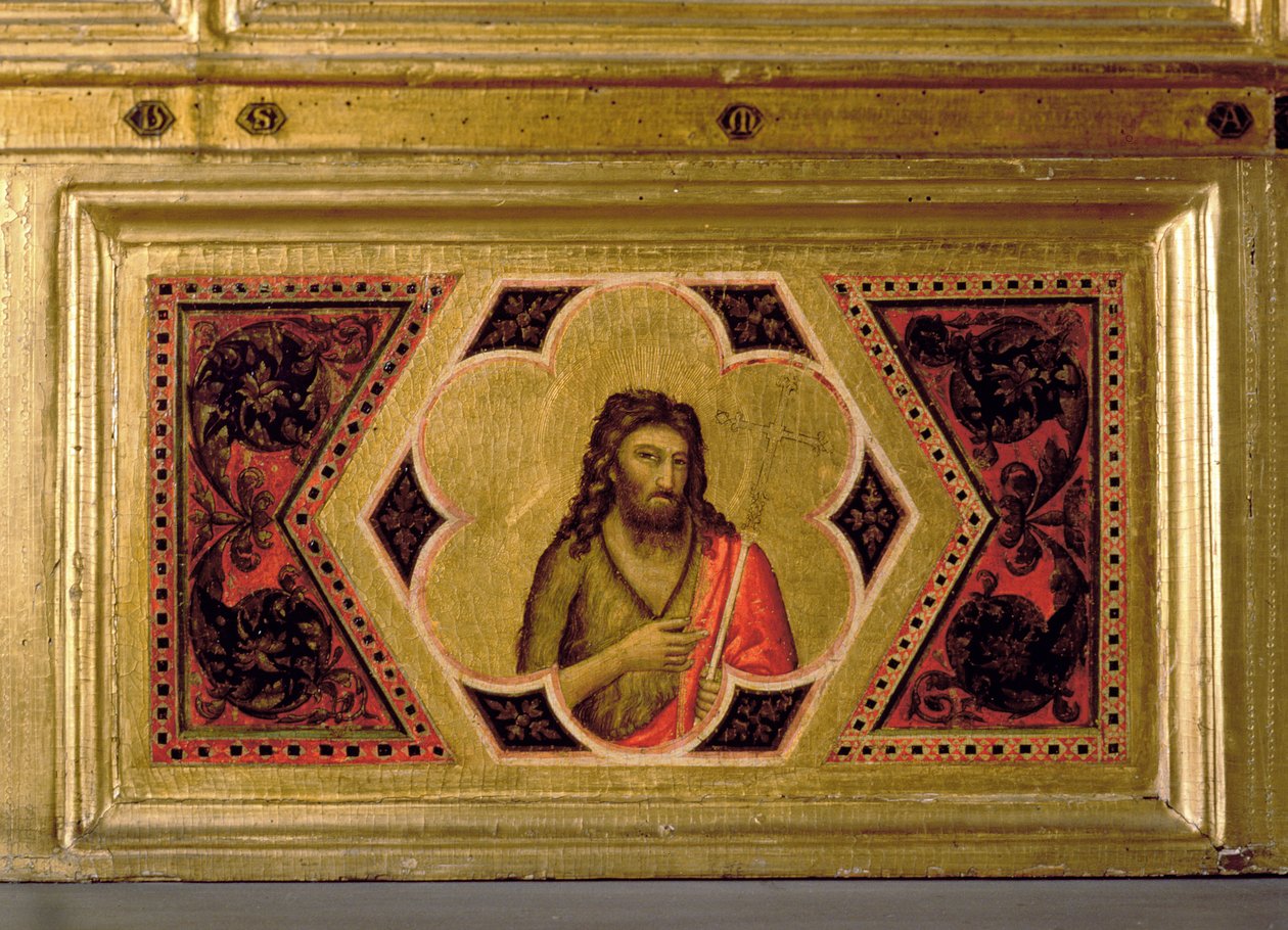 Johannes Døberen, fra Jomfruens kroning Polyptykon (midt venstre predella) (se også 66540-66551) af Ambrogio Bondone Giotto