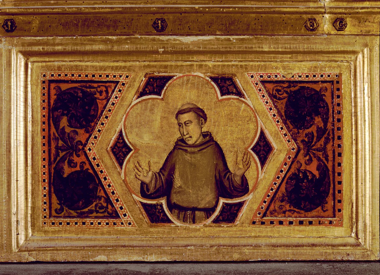 Sankt Frans af Assisi, fra Jomfru-polyptykonens kroning (midt til højre predella) (se også 65540-65551) af Ambrogio Bondone Giotto