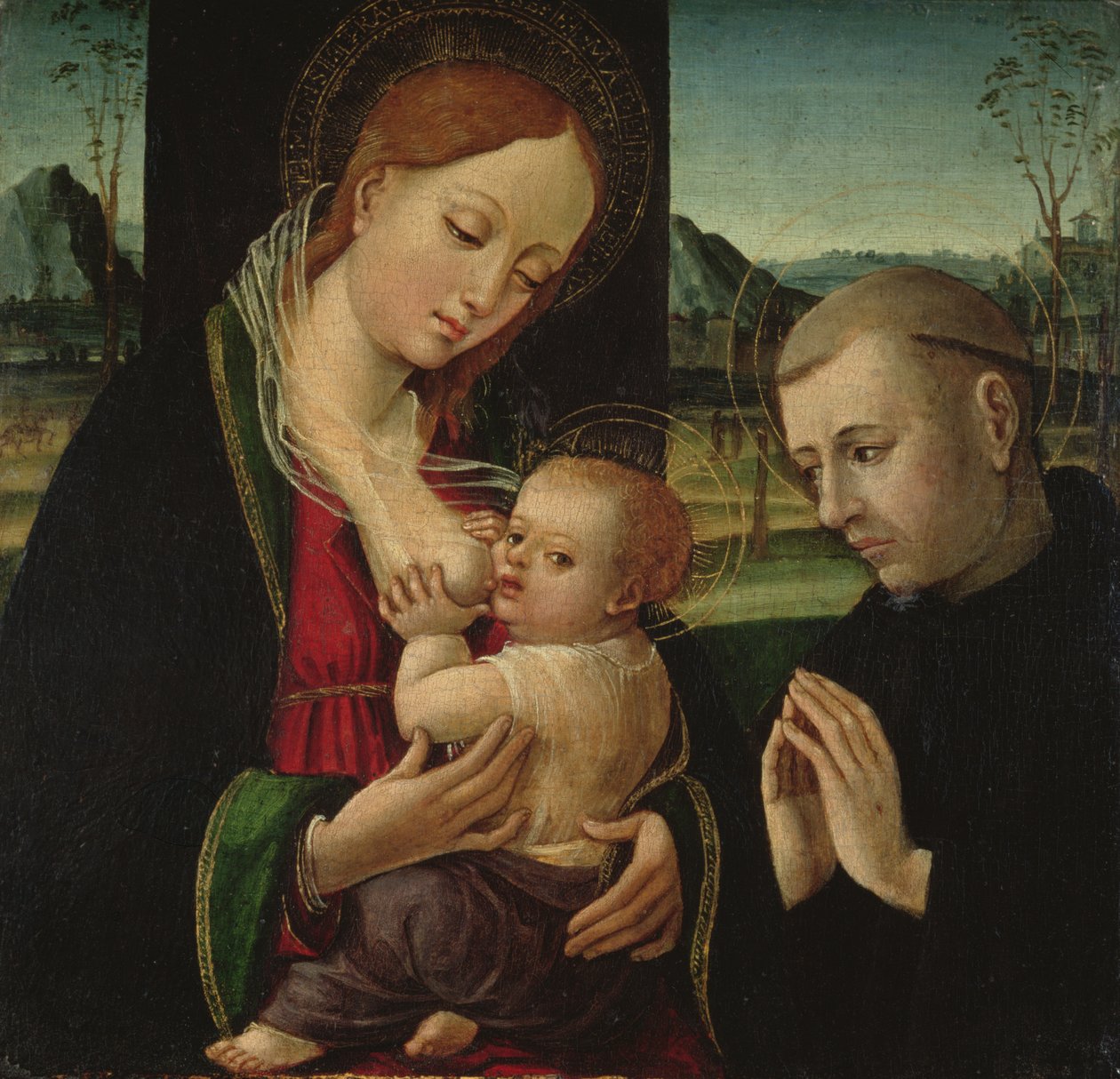 Madonna fodrer Kristusbarnet, ca. 1500-30 af Ambrogio Bergognone