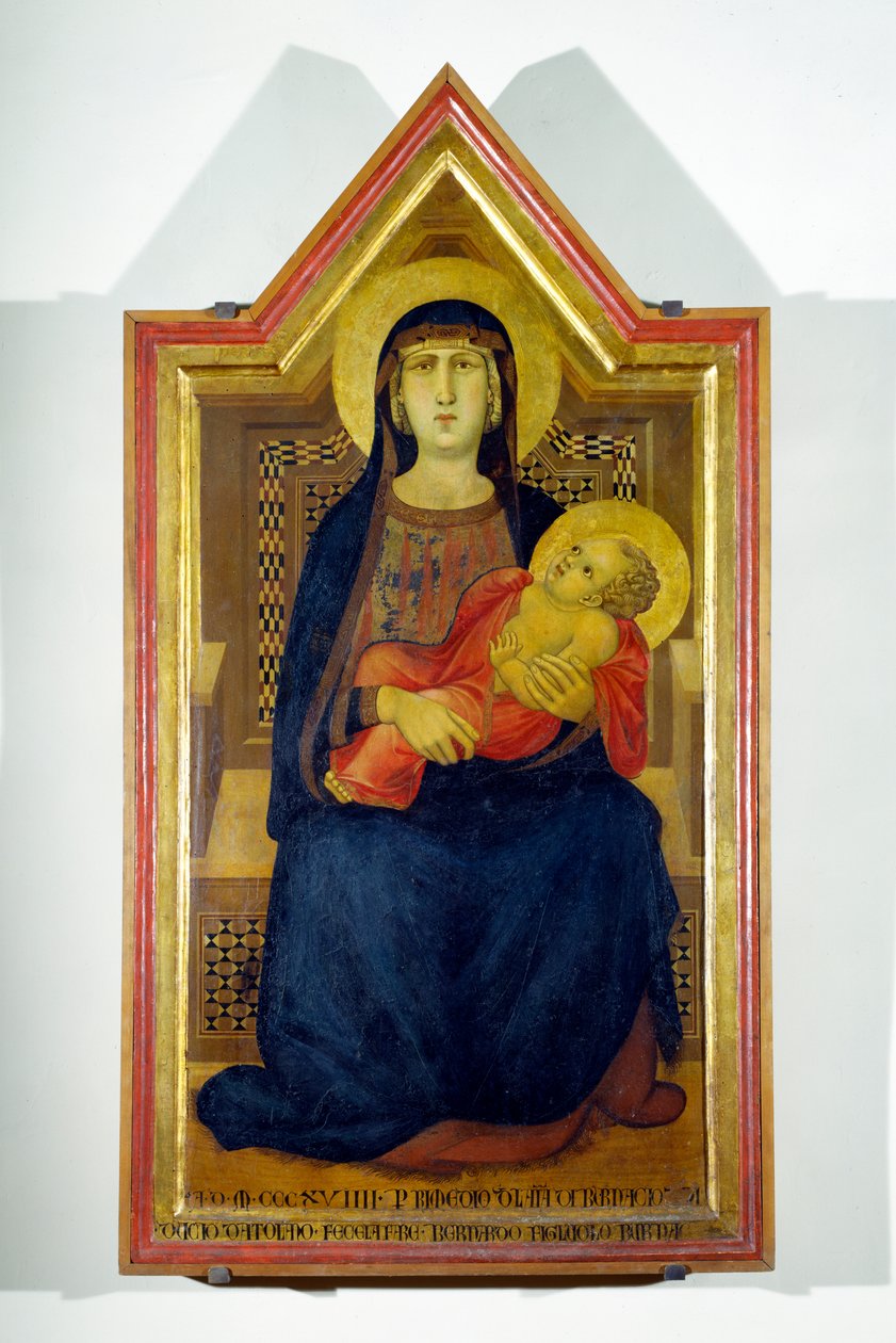 Madonna og barn (tempera på panel) af Ambrogio Lorenzetti