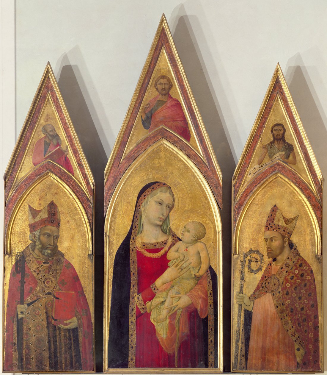 Madonna og barn med SS. Nicholas og Proculus, 1332 (tempera på panel) af Ambrogio Lorenzetti