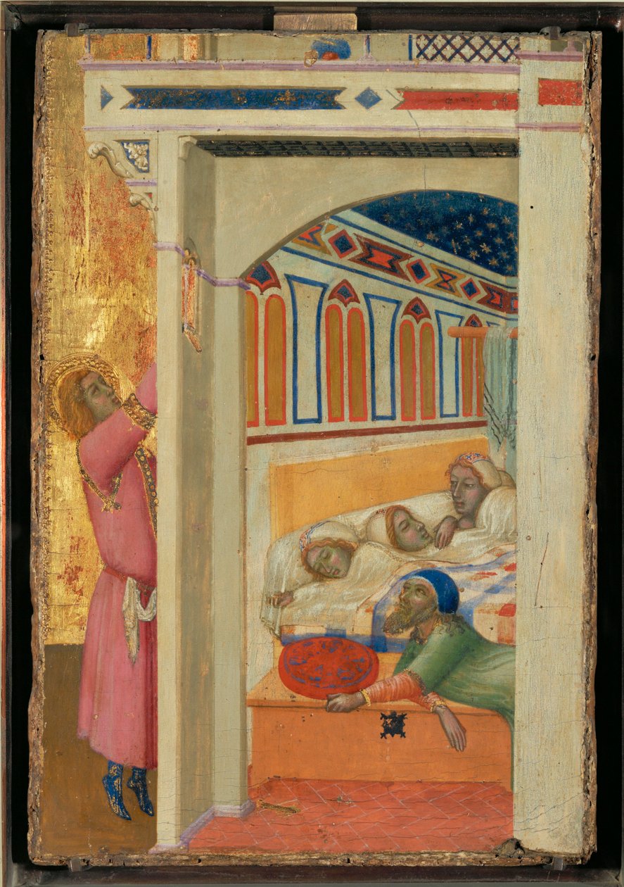 Nikolaus af Bari tilbyder en medgift til fattige piger Nikolaus af Bari ... af Ambrogio (circle of) Lorenzetti