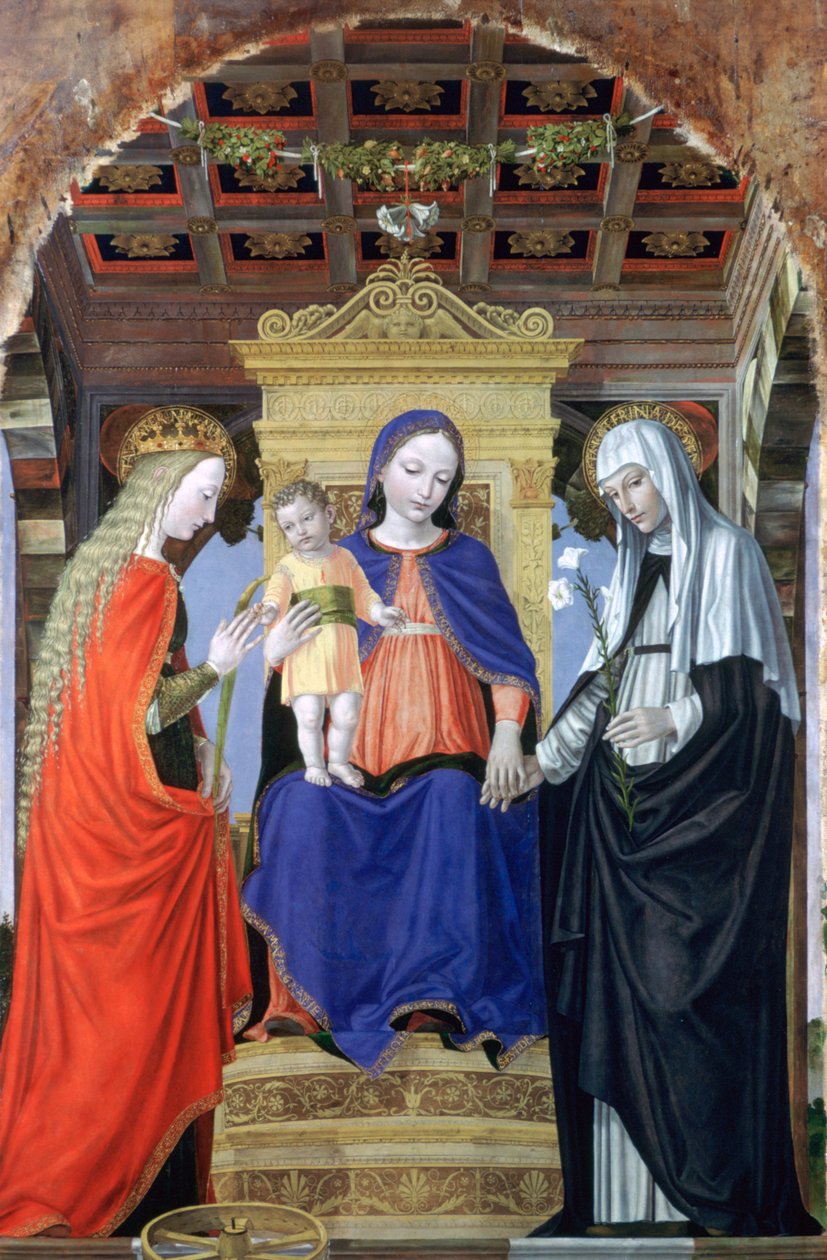 Jomfruen og barnet med den hellige Katarina af Alexandria og den hellige Katarina af Siena, c1490 af Ambrogio Bergognone