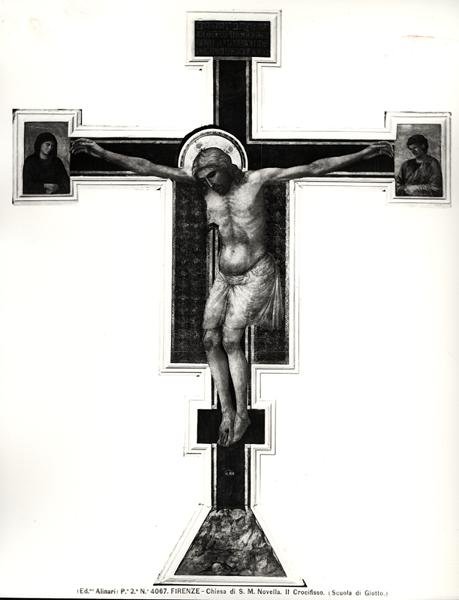 Korsfæstelsen (tempera på panel) (s/h foto) af Ambrogio Bondone (school of) Giotto