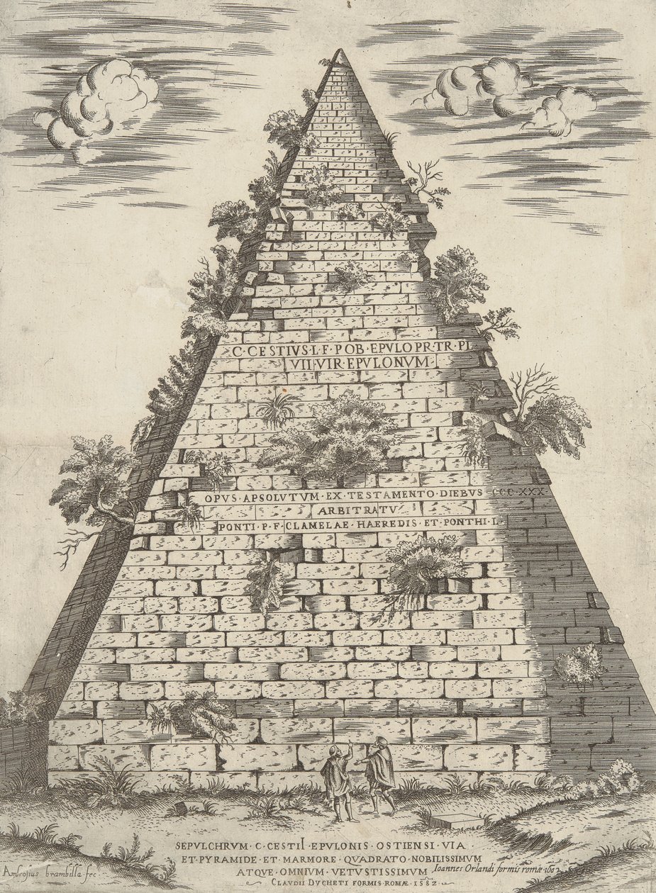 Graven af ​​C. Cestii Epulon blev vist ved vejen og pyramiden og den firkantede marmor, den ædleste og den ældste af alle af Ambrogio Brambilla