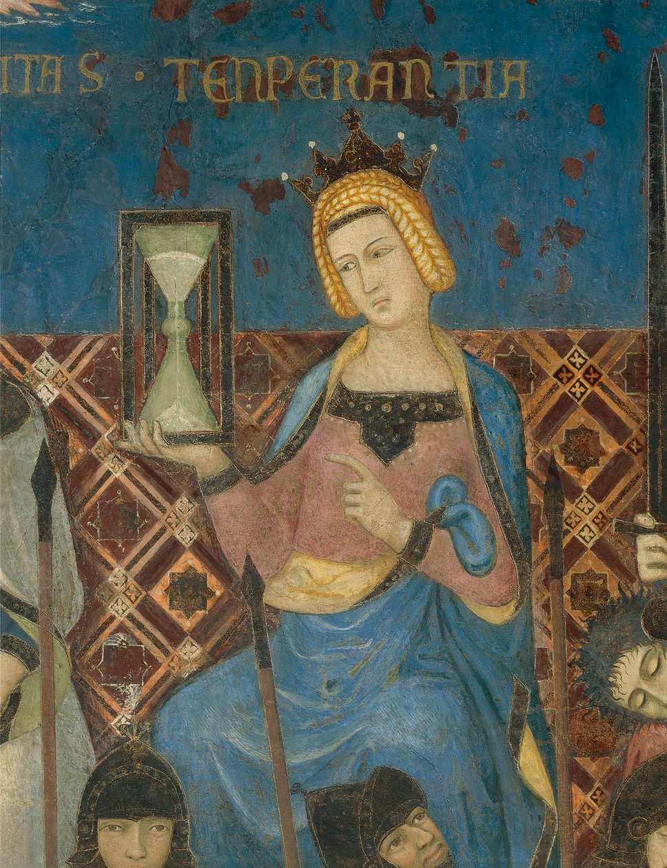 Allegory of Good Government, Temperance, detaljer fra Allegory and Effects of Good and Bad Government on Town and Country af Ambrogio Lorenzetti