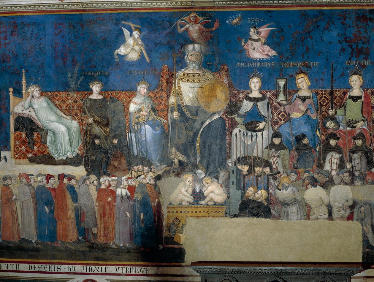 Allegory of Good Government, detaljer fra Allegory and Effects of Good and Bad Government on Town and Country af Ambrogio Lorenzetti