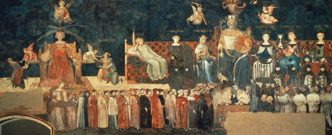 Allegory of Good Government, detaljer fra Allegory og virkninger af god og dårlig regering i by og land af Ambrogio Lorenzetti
