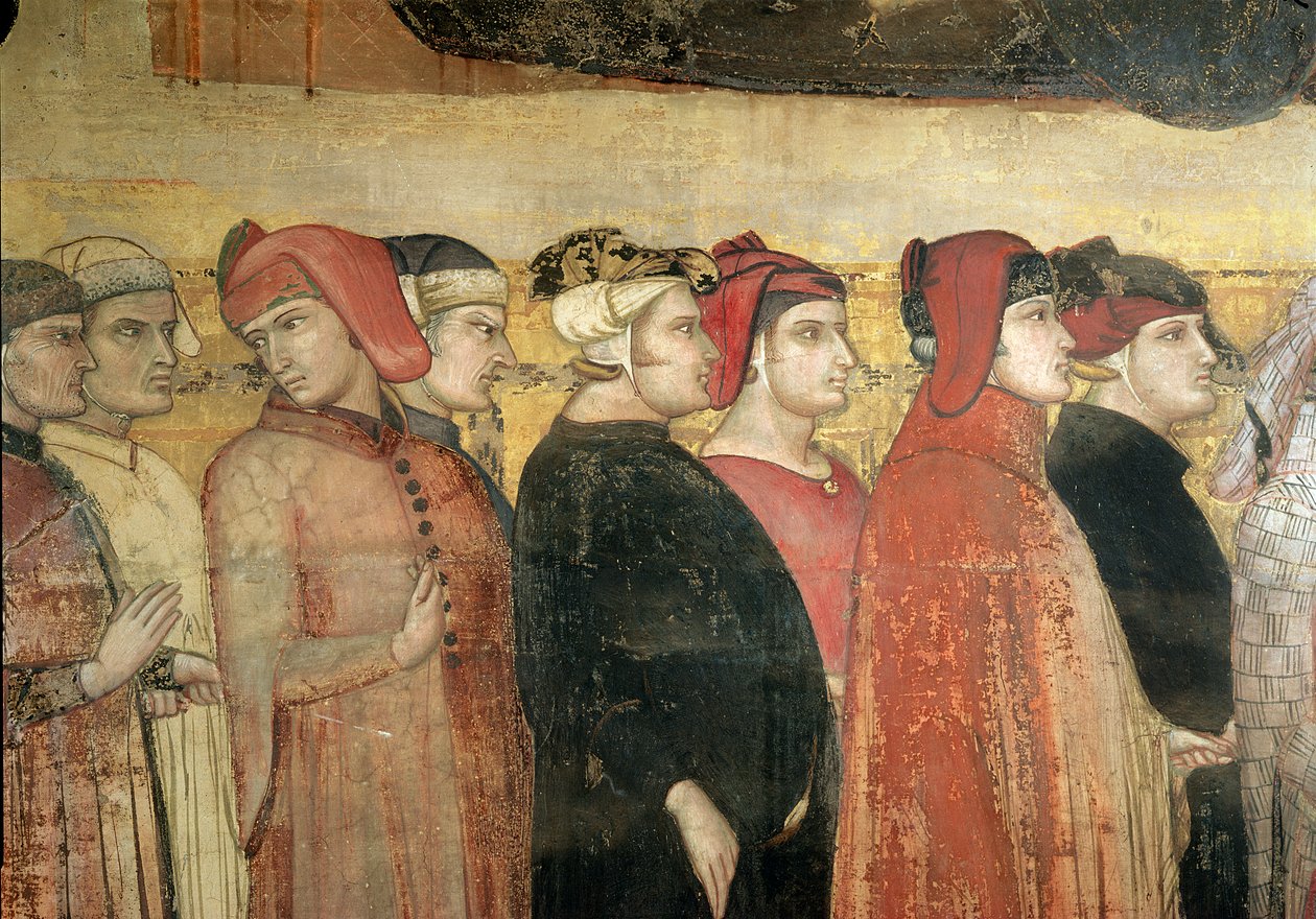 Allegory of Good Government, detalje af otte rådsmedlemmer af Ambrogio Lorenzetti