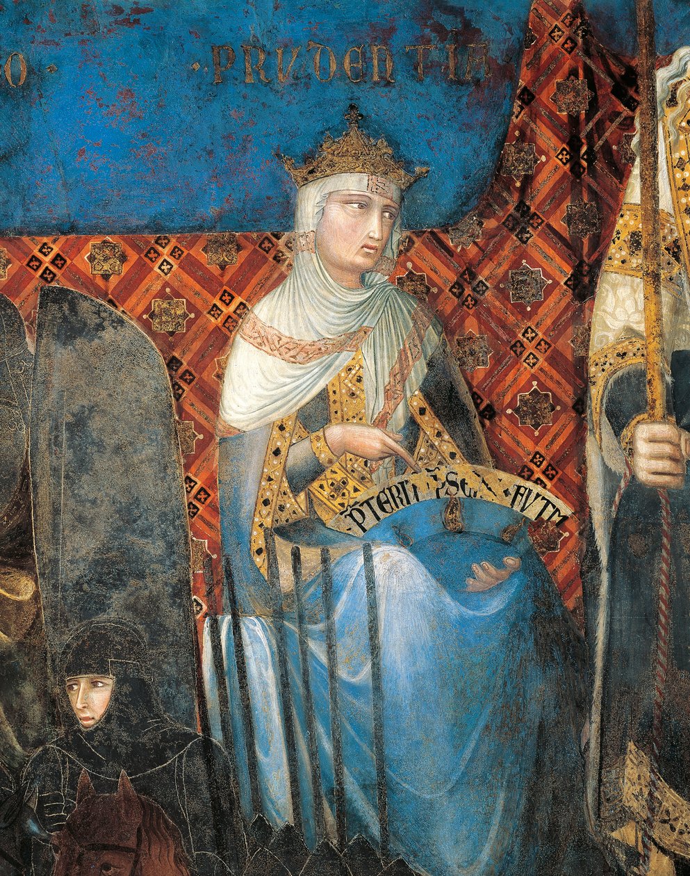 Allegori om god regering, forsigtighed, detaljer fra allegori og virkninger af god og dårlig regering i by og land af Ambrogio Lorenzetti