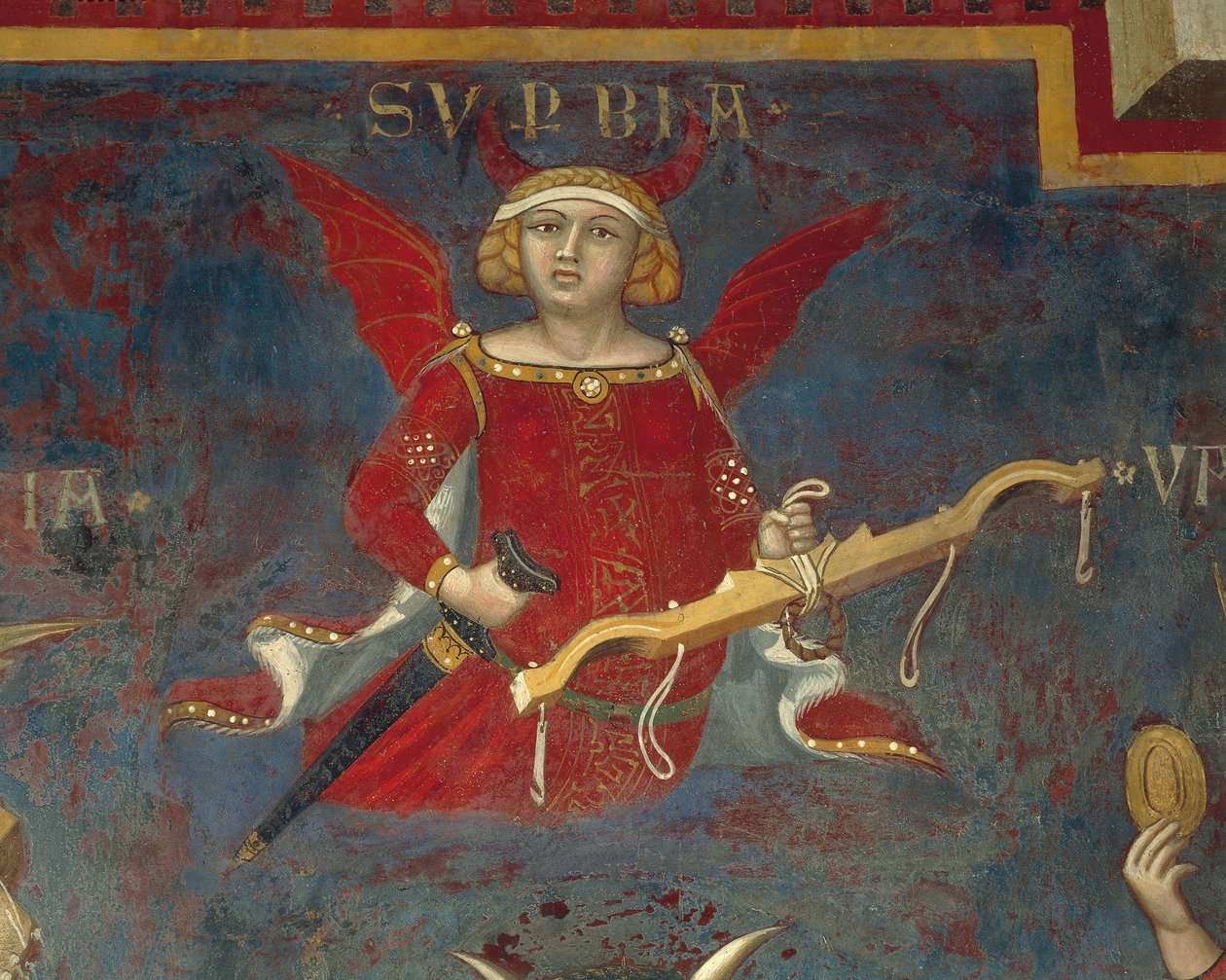 Allegori om dårlig regering, detaljer fra Allegories of Good and Bad Government og deres virkninger på by og landskab af Ambrogio Lorenzetti