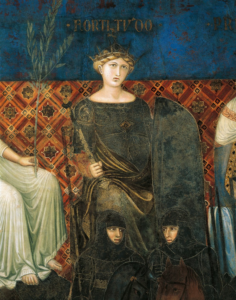 Allegori om magt, detaljer fra Allegori og virkninger af god og dårlig regering i by og land af Ambrogio Lorenzetti