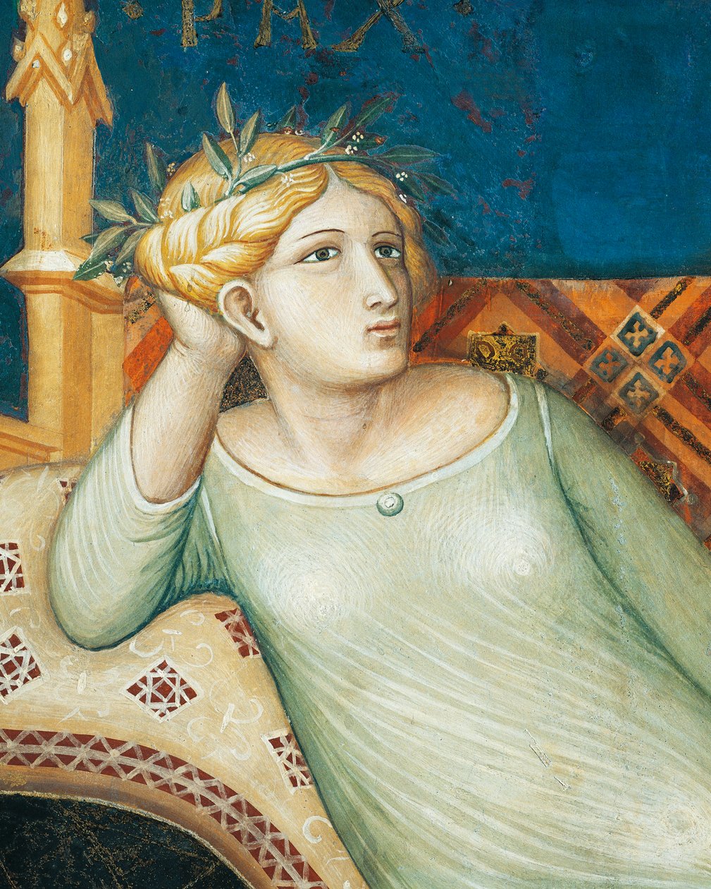 Allegori om god regering, fred, detaljer fra Allegori og virkninger af god og dårlig regering i by og land af Ambrogio Lorenzetti