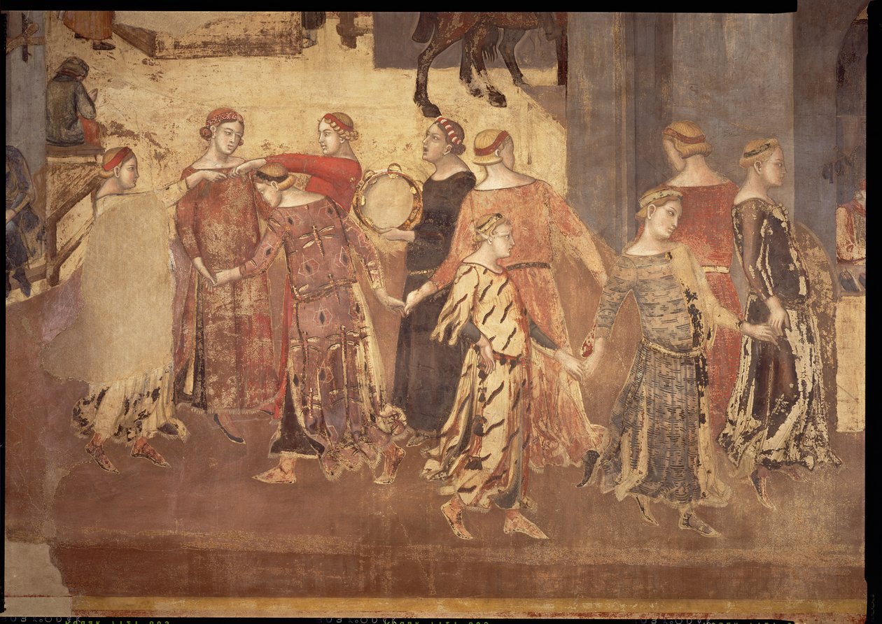 Effekter af god regering i byen, detaljer om dansere og tamburinspillere, 1338-40 af Ambrogio Lorenzetti