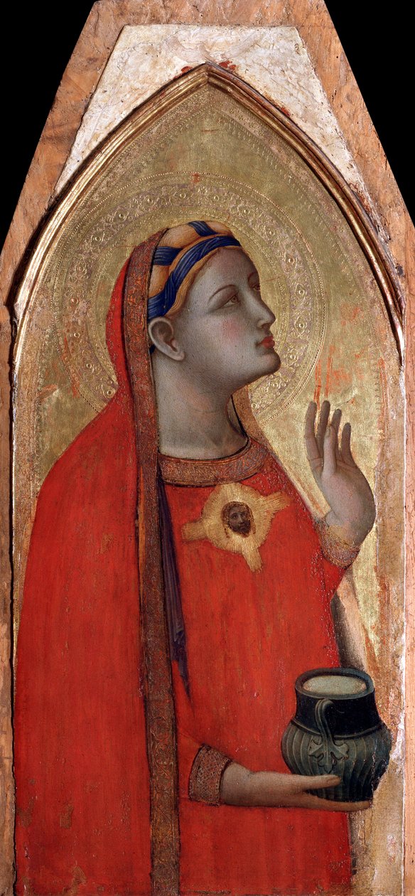 Maria Magdalena (venstre panel af polytykonen Jomfru og Barn) - tempera og guld på panel af Ambrogio Lorenzetti