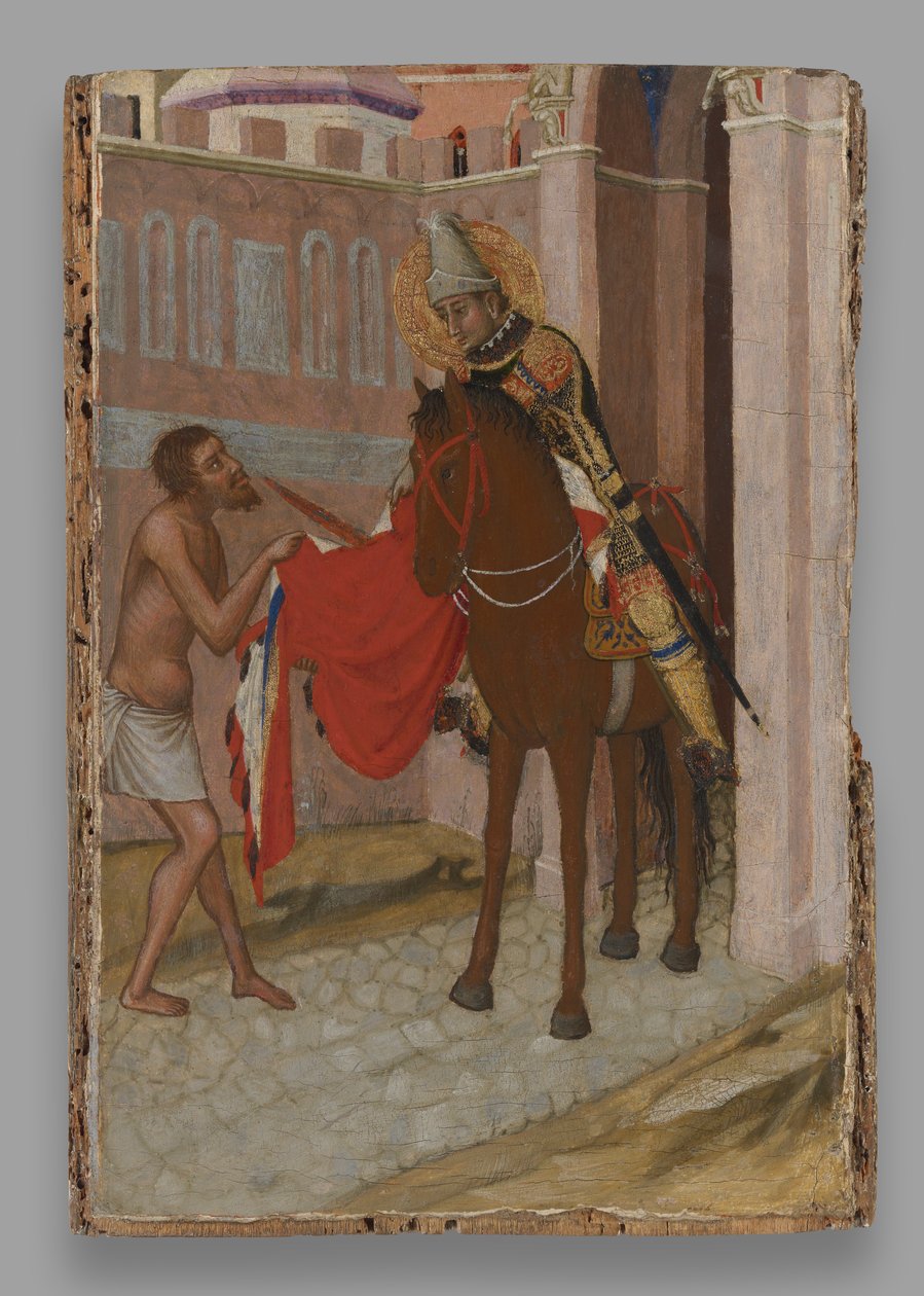 Sankt Martin af Tours deler sin kappe med en tigger af Ambrogio Lorenzetti