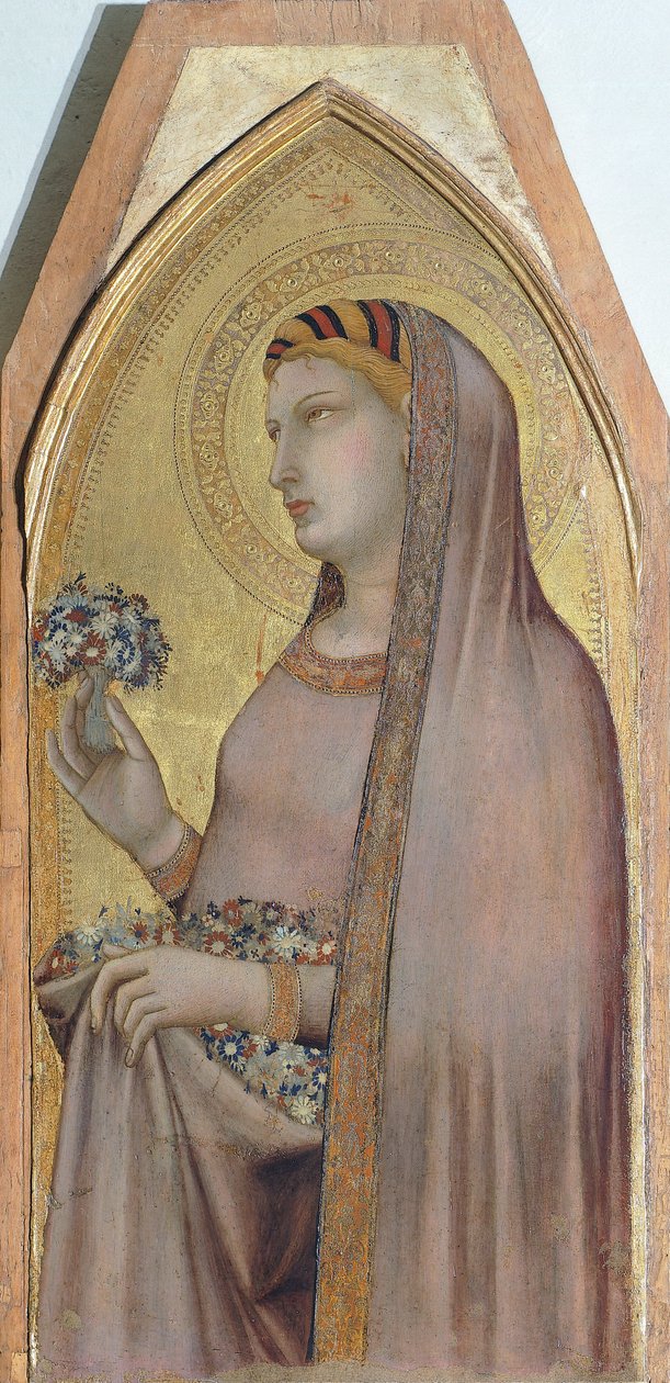 Skt. Dorothea, detalje fra Triptykon, der forestiller Madonna og barn med Maria Magdalena og Skt. Dorothea af Ambrogio Lorenzetti (1290-ca 1348), olie på træ af Ambrogio Lorenzetti