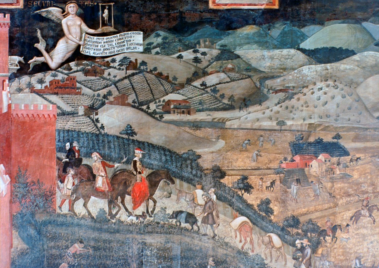 Virkningerne af god regering på landet, detaljer, 1338-1340 af Ambrogio Lorenzetti
