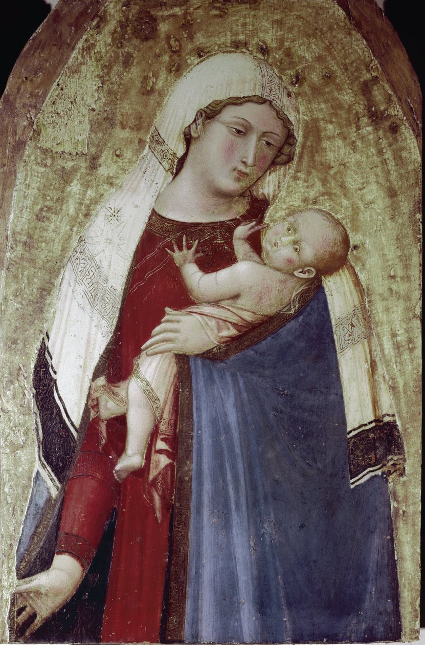 Jomfruen og Jesusbarnet, central del af en polyptik (tempera på træ af Ambrogio Lorenzetti
