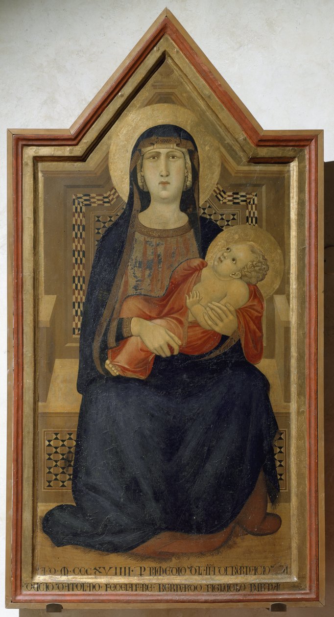 Jomfru Maria og Jesusbarnet - tempera på træ af Ambrogio Lorenzetti