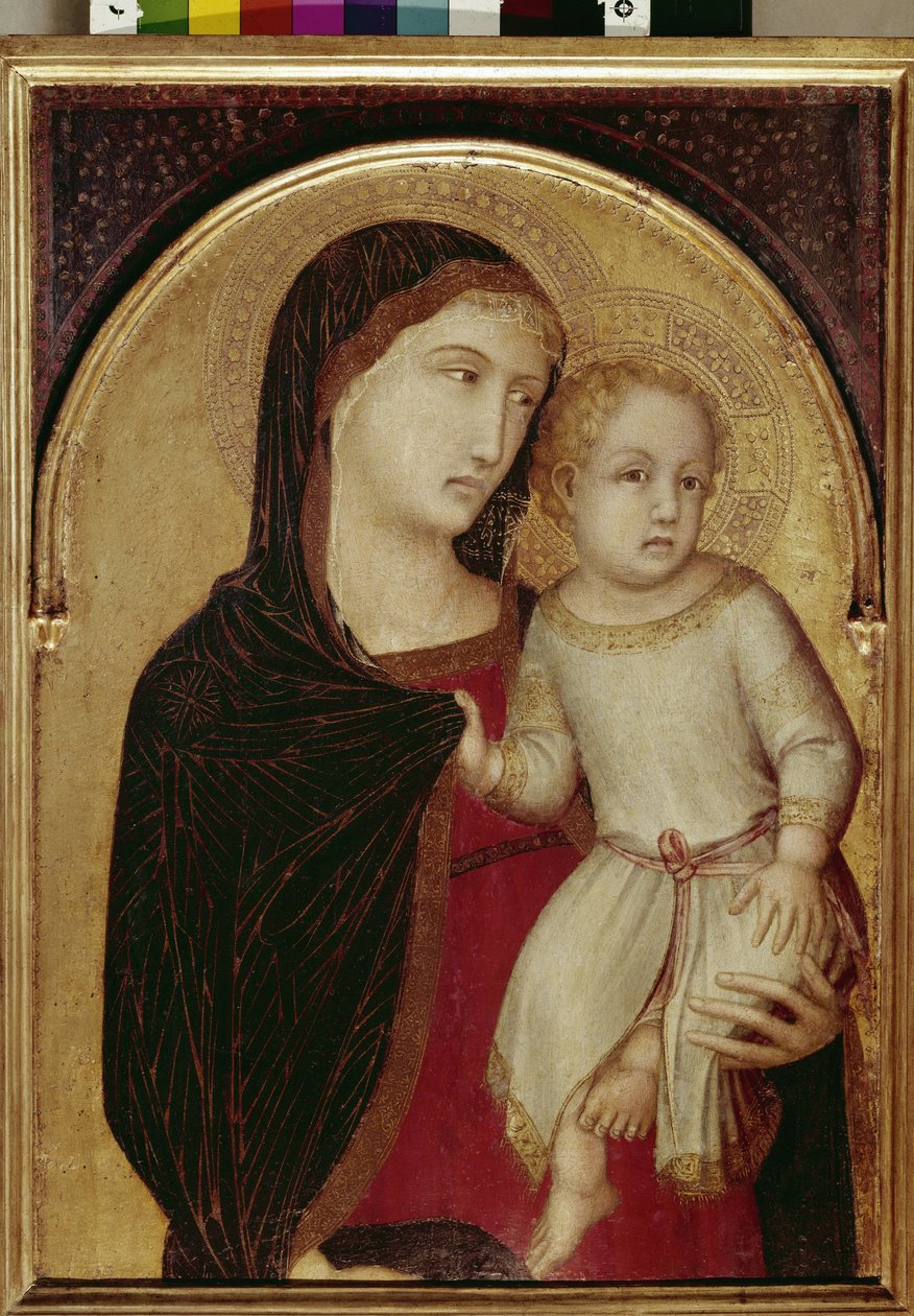Jomfru og barn (tempera og bladguld på træ, ca. 1335) af Ambrogio Lorenzetti