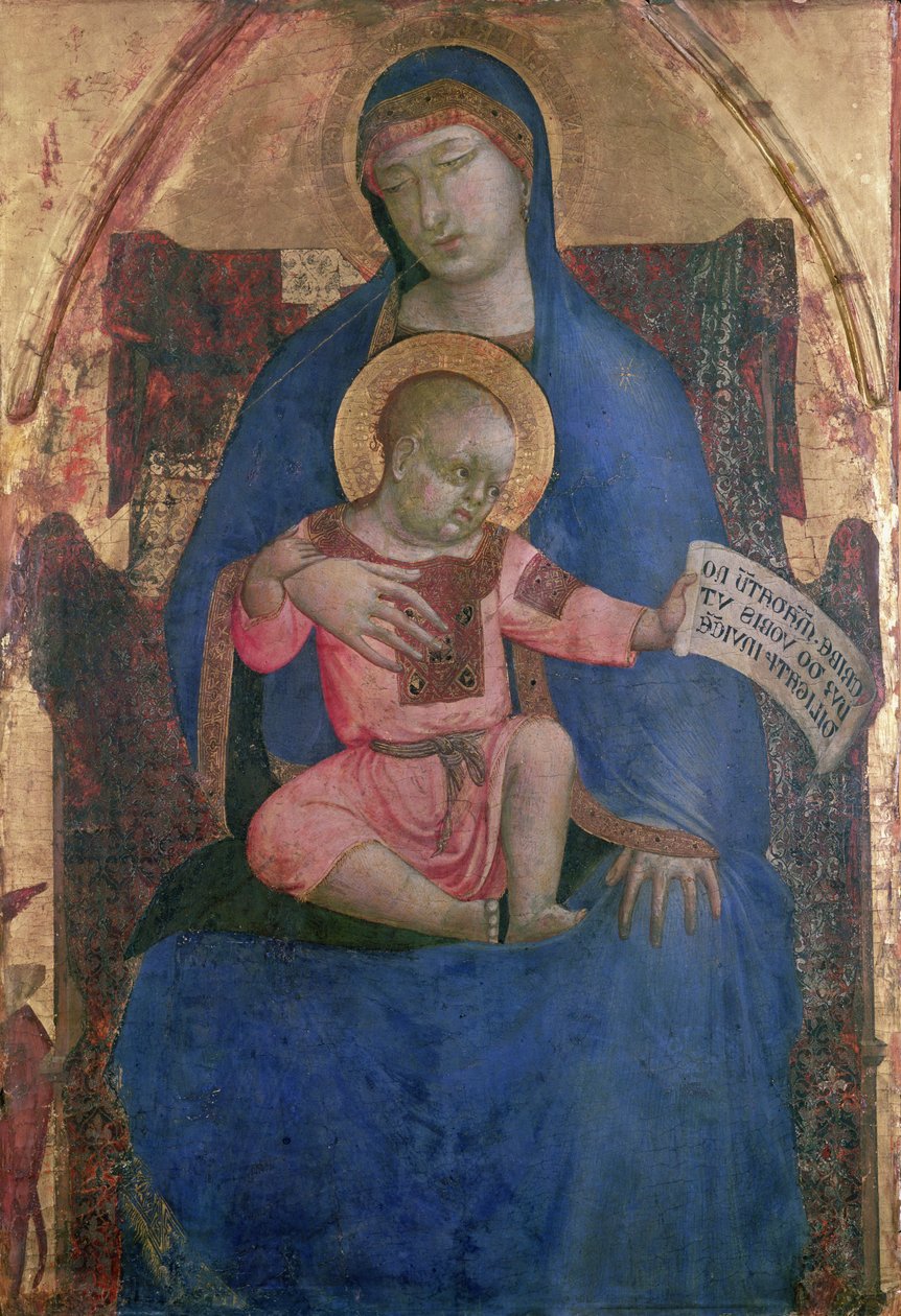 Jomfru og barn på tronen, 1300-tallet af Ambrogio Lorenzetti