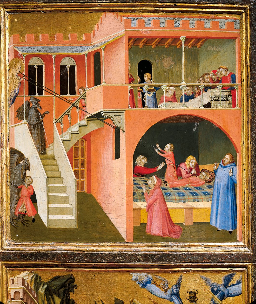 mirakel af St. Nicholas genoplivende dreng poseret af dæmon, detaljer fra mirakler af St. Nicholas af Bari af Ambrogio Lorenzetti