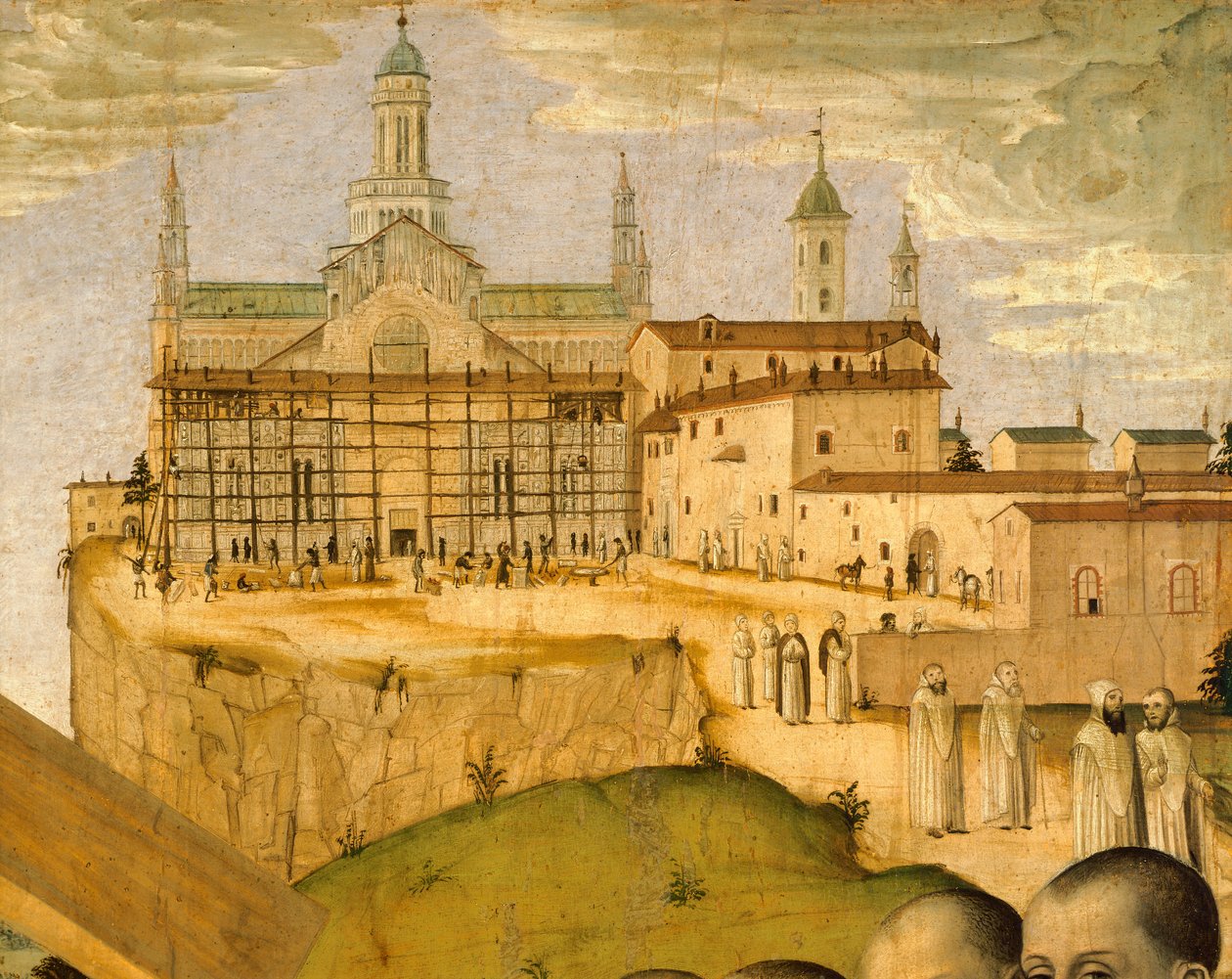 Opførelse af Certosa di Pavia, af Ambrogio da Fossano kendt som Bergognone (ca. 1453-1523), Italien 15. århundrede, detaljer af Ambrogio da Fossano (c.1460 1523)
