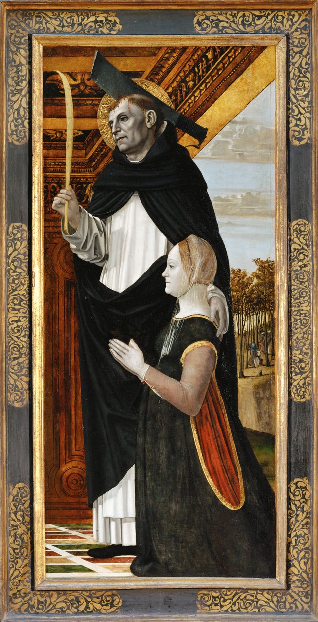 Sankt Peter og en knælende donor ... af Ambrogio da Fossano (c.1460-1523)