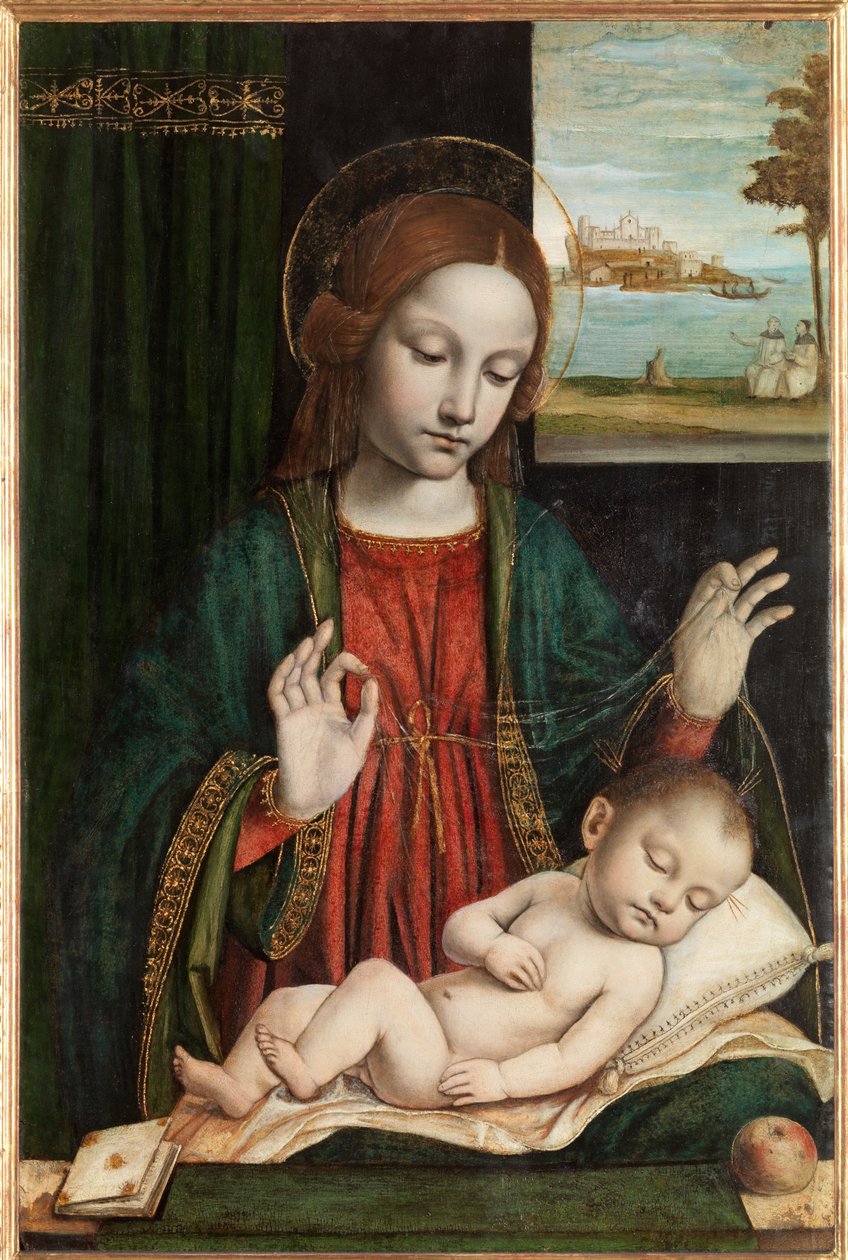 Madonna og det sovende barn (Madonna of the Veil) af Ambrogio da Fossano (c.1460 1523)