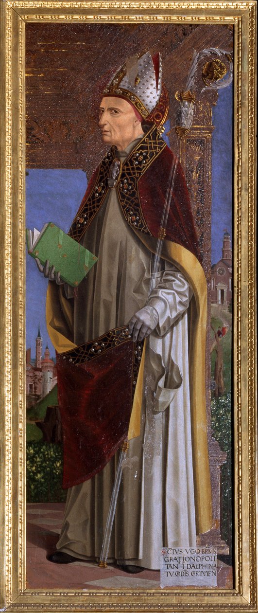 Sankt Hugh af Grenoble (eller Hugh af Chateauneuf) (1053-1132), eveque af Grenoble Maleri af Ambrogio da Fossano dit il Bergognone (1481-1522) Cathedrale Saint Just, Susa, Torino af Ambrogio da Fossano (c.1460 1523)