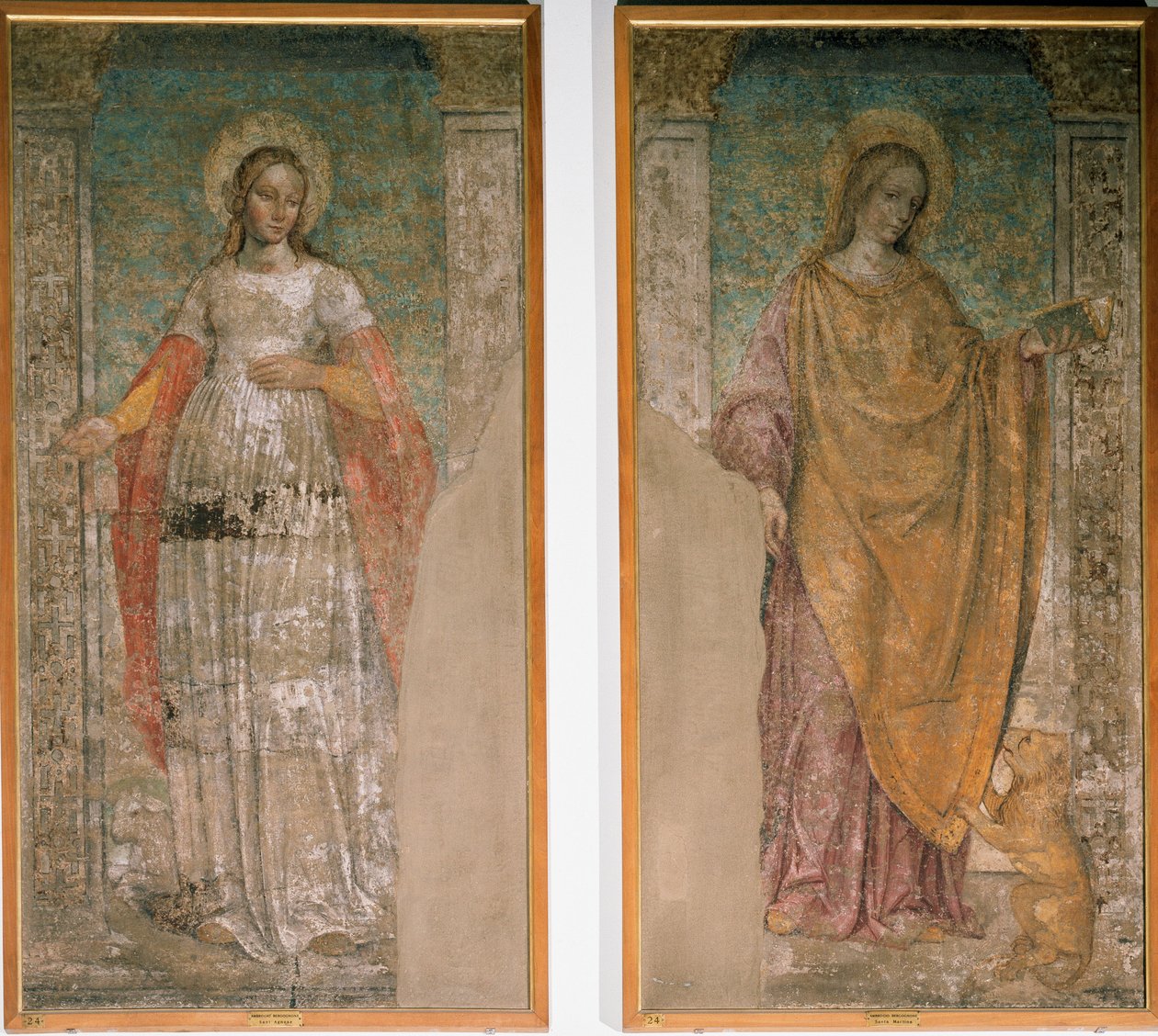 St Agnes af Rom og St. Martina af Rom (Fresco af Ambrogio da Fossano (c.1460 1523)