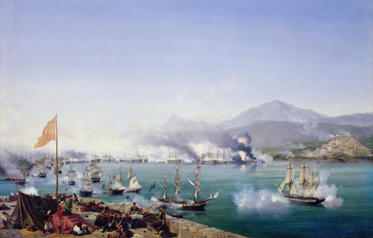 Slaget ved Navarino, 20. oktober 1827 af Ambroise Louis Garneray