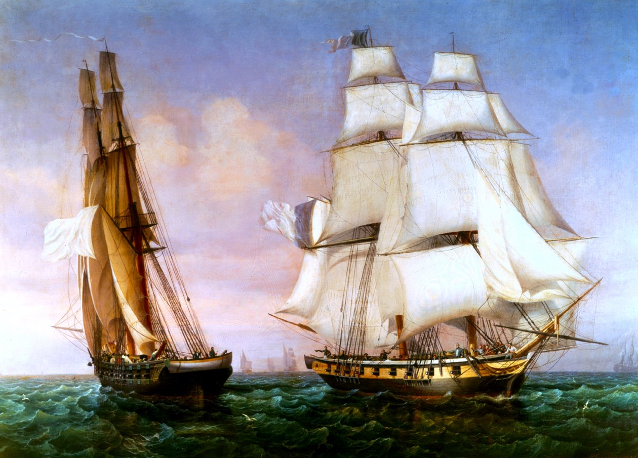Napoleon forlader øen Elba, 28. februar 1815 af Ambroise Louis Garneray