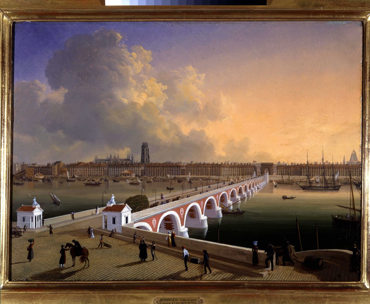 Havnen og byen Bordeaux af Louis Garneray, sd. ca. 1820, Olie paa Lærred, H. 0,330; L. 0,460. CCIP Coll. af Ambroise Louis Garneray