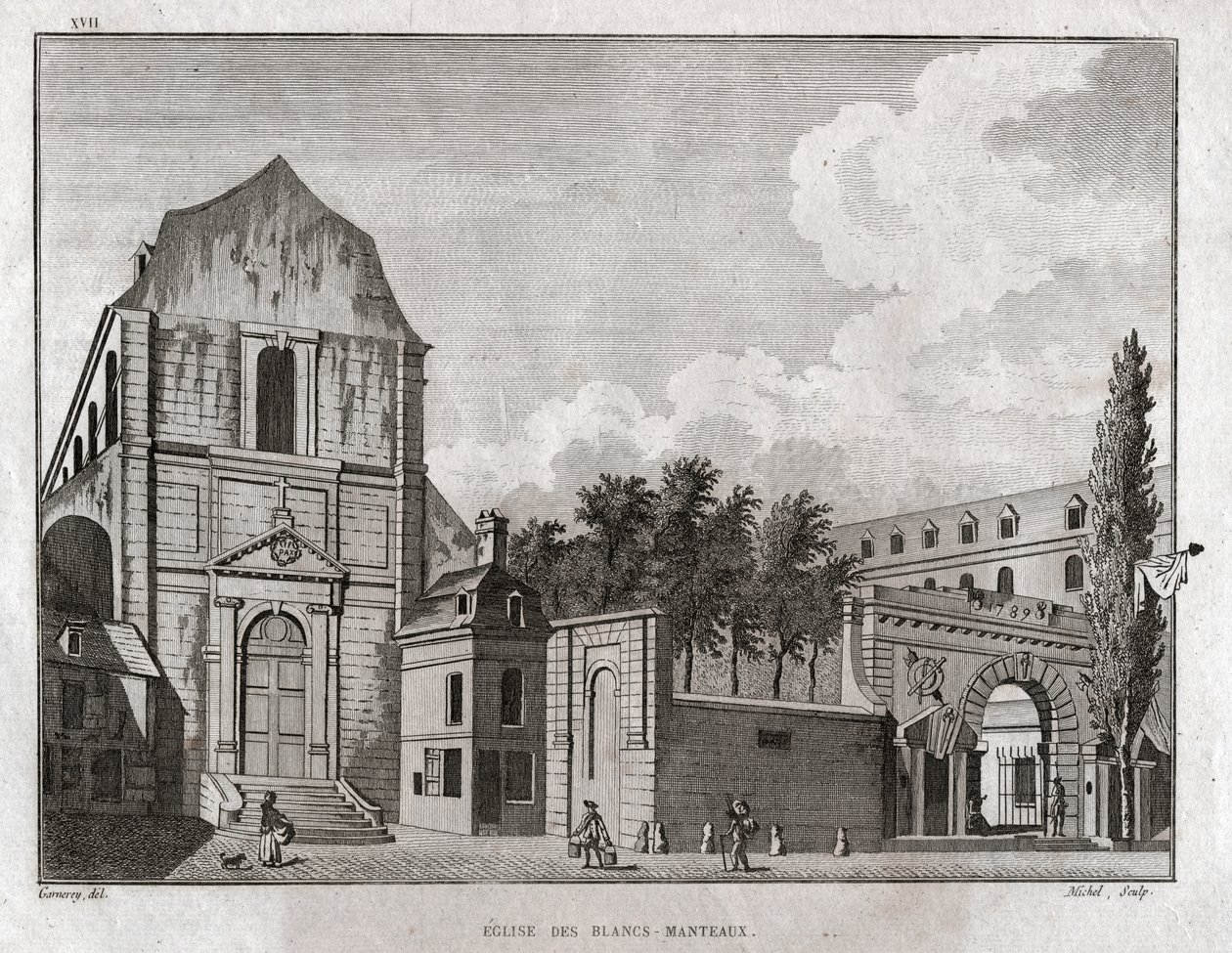 Kirken Blancs Manteaux i Marais-distriktet i Paris. omkring 1780 (gravering) af Ambroise Louis Garneray
