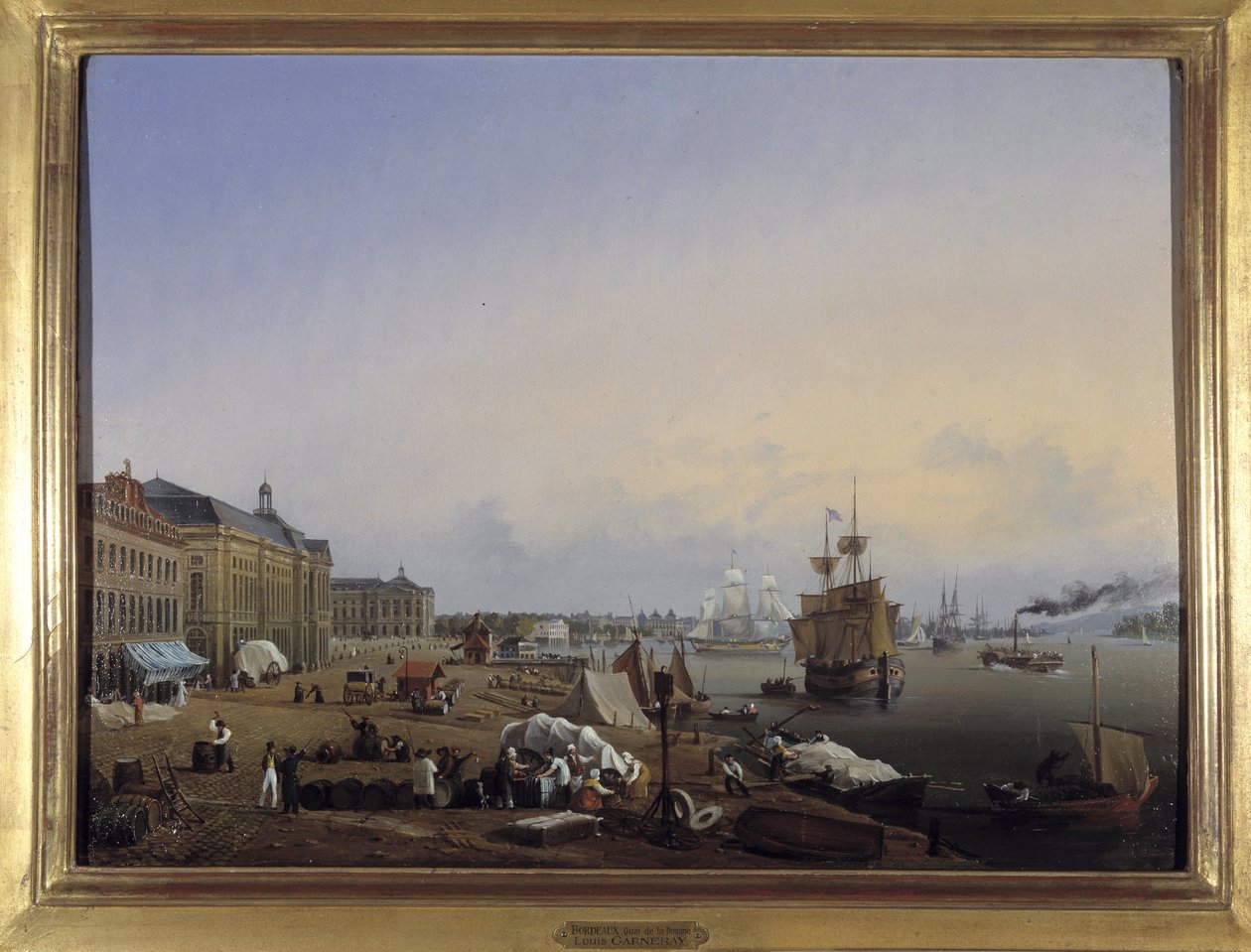 Bordeaux, toldenes dokker af Louis Garneray, sd. ca. 1820, Olie paa Lærred, H. 0,330; L. 0,460. CCIP Coll. af Ambroise Louis Garneray